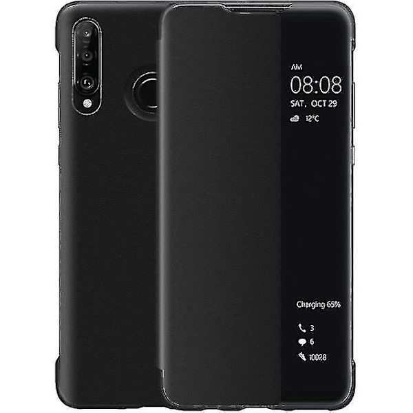 Huawei P30 Lite Cover, Smart View Læder Flip Cover, [strømbesparende tilstand][fuld beskyttelse](p30lite, bla