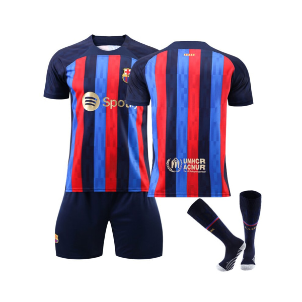 (FC Barcelona Home Kit 2022/2023 Fotbollströja 3-delad kit för barn Vuxna 16(90-100CM)