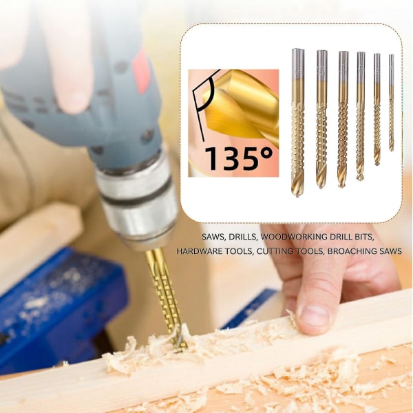 6 st HSS fräsborr set träborr bits borr set för trä metall K075