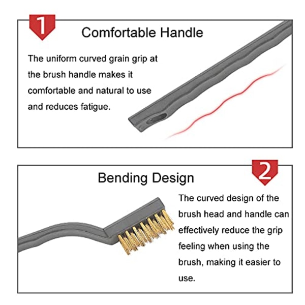 Messingbørste, Rustfjerner af messingtrådbørste, Små stålbørster Messingbørster til rengøring, Malerfjerner til metaltræ (messing, 12,00)