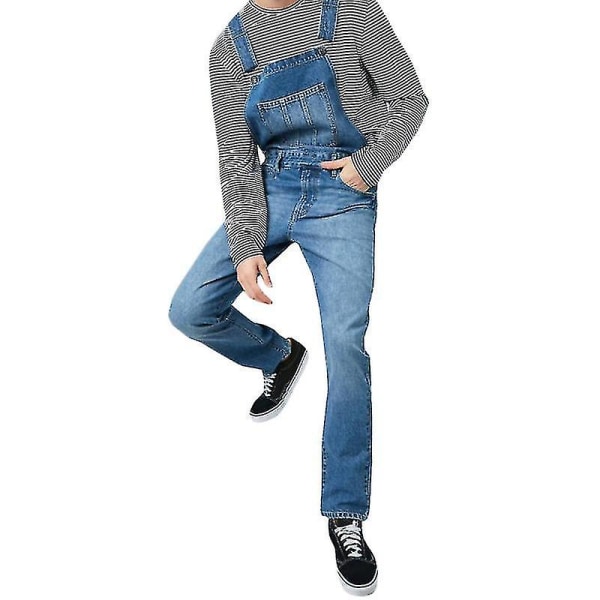 Miesten Farkut Housut Denim Dungarees Haalarit ruokalappu ja henkselit työhousut Dark Blue XL