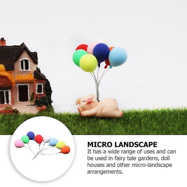 8st Miniatyrballongdekorationer Simuleringsballongmodell Fairy Garden Decor