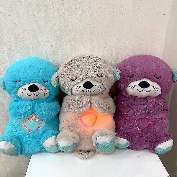 Baby Toy Soothe \"N Snuggle Otter Hengittävä Otter Pehmolelu Valolla Ja Äänellä Blue