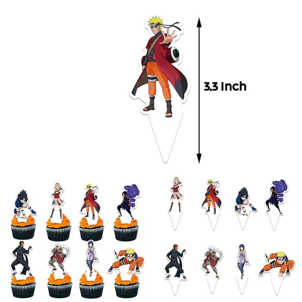 Naruto Tema Børnefødselsdagsfest Tilbehør Dekoration Banner Balloner Cupcake Toppers Sæt