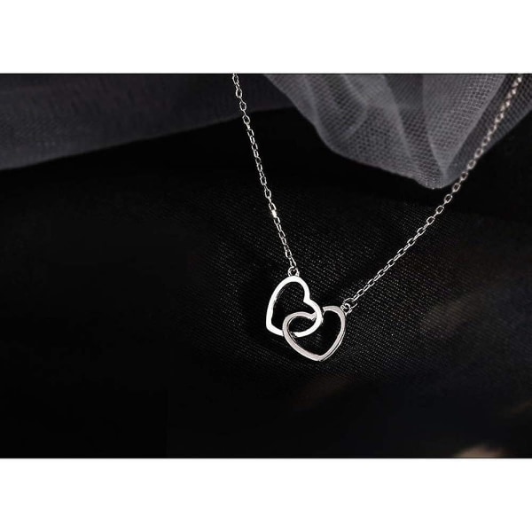 Interlock Heart Pendant Halskjede: Sterling Sølv Kjærlighet Choker For Kvinner Og Tenåringsjenter