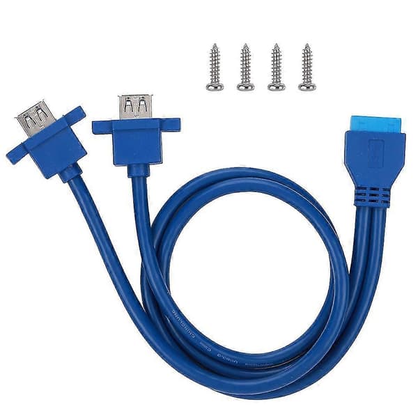 0,5 m USB3.0 19PIN till 2AF Front Moderkort Panelmonteringskabel med Skruvhål