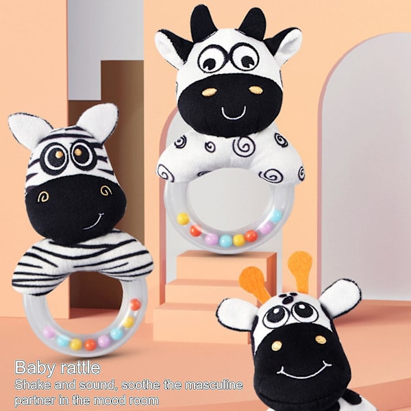 Gosedjur Cartoon Form Iögonfallande 3 Stilar Hand Greppande Boll Skallra Klocka Leksak för Hem GiraffFärg
