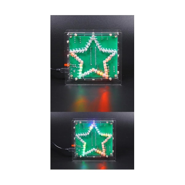 Gør-det-selv Elektronisk Kit Lodning Suite Farverig-spids Stjerne Led Blinkende Marquee Light Circuit Board Green