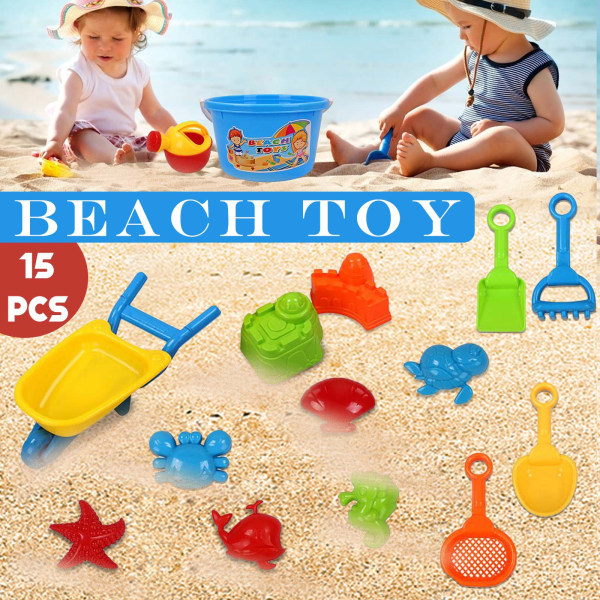 Barn som leker om sommeren, leker utendørs i sandstranden Barnelekesett