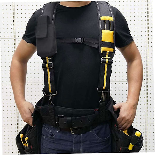 Værktøjsbælte Suspender Justerbar Heavy Duty Arbejdsbælte Sele Polstret Suspenders Loop Polstret Værktøjsbælte Sele Sort, Gul 1stk
