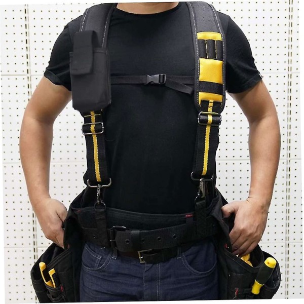 Verktøybelte Suspender Justerbar Heavy Duty Arbeidsbelte Sele Suspenders Loop Polstret Verktøybelte Sele Svart, Gul 1stk