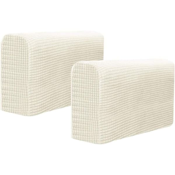 2 stk. armlensbeskyttere i elastisk stoff, dekorative universelle elastiske sofatrekk (ris hvit) White