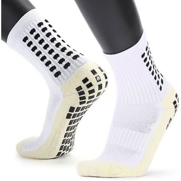 Antiskrid Atletiske Sokker Til Mænd Kvinder, Greb Sokker Fodbold, Åndbar Skridsikker Sportsfodbold Greb Sokker Til Sport, Vandring, Yoga Pilates White