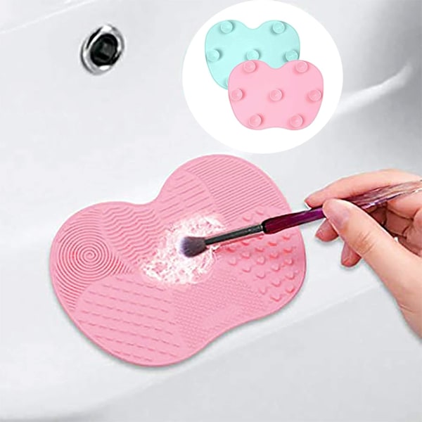 Silikone Makeup Børste Rengøringsmåtte med Sugeskål, Makeup Børste Scrubber Pad Kosmetiske Børster Rengøringsmiddel Bærbar Vask Værktøj Scrubber