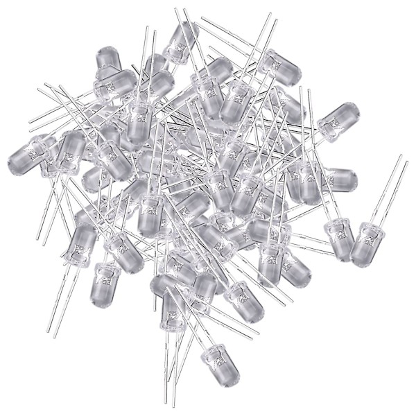 100 kpl 5 mm:n lämpimän valkoisen LED-diodivalot DC 3 V 20 mA polttimo elektroniikkakomponentit valoa lähettävä diodi Warm White (3000K)