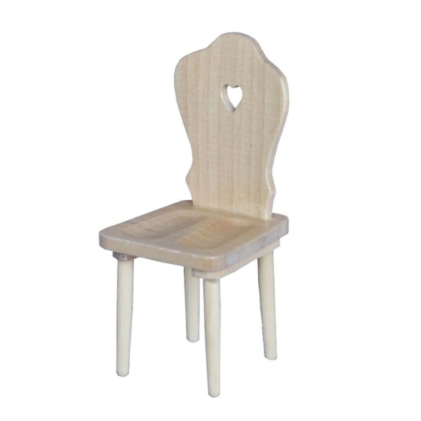 Valkoinen sisustus Dollhouse Puinen tuoli Miniatyyri sohva tuoli Mini Puutuoli Valkoinen tuolimalli