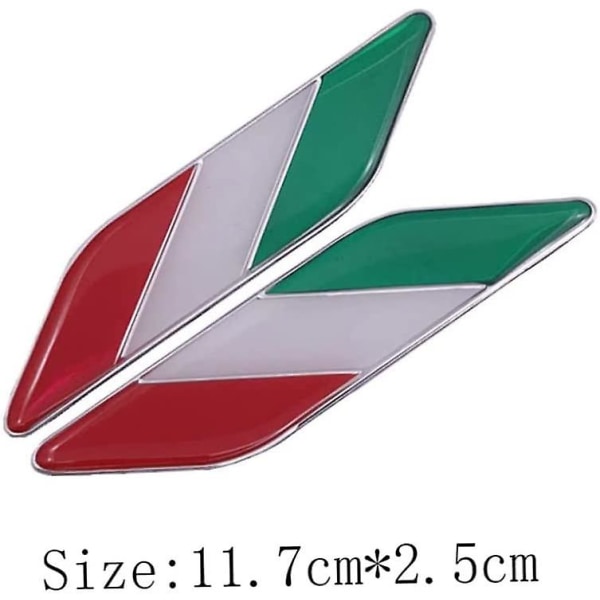 Italian lipputarra 1pari kansallislippu metallitarrat Autotarratarrat metalliset Italian lippu (punainen, valkoinen, vihreä) (2 kpl)