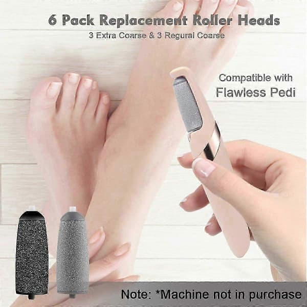 [KK] 12-pack Replacement Rollers and Heads for Flawless Pedi Electronic Files, Compatible with Finish Touch Flawless Pedi, Includes 6 Extra Rollers