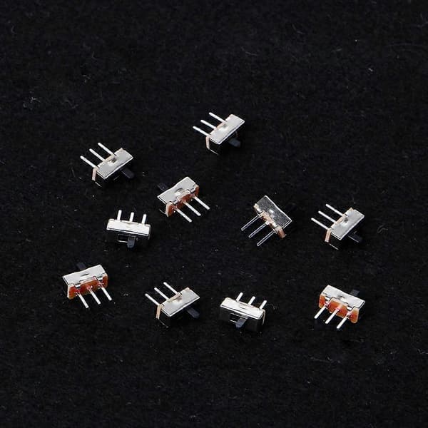 10 stk. 2-positions On/Off SPDT 1P2T 3-Pin PCB Panel Mini Vertikal Skydekontakt SS
