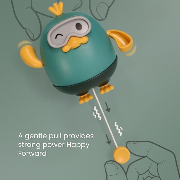 Baby Badleksak Cartoon Duck Uppdragbar Leksak Batterifri Dragsnöreleksak Badkompis Interaktiv Leksak Svart