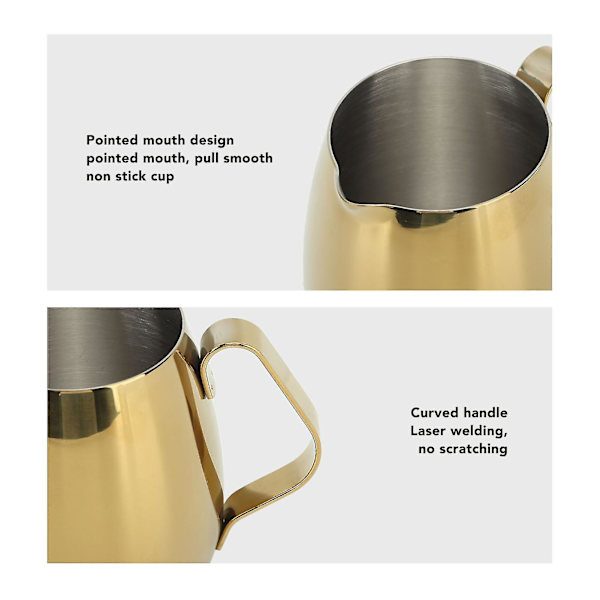 Kaffe mjölk kopp rostfritt stål mjölkskummare kanna cappuccino latte art mjölkkanna kopp guld[HY]