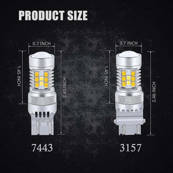 T25 3457 3157 Switchback Led Blinklys Dual Color 6000k Hvit/gul Gul 12v 4157nak 3457ak 4057 3057 3757ak 5702ak 4157ak Ekstremt Super