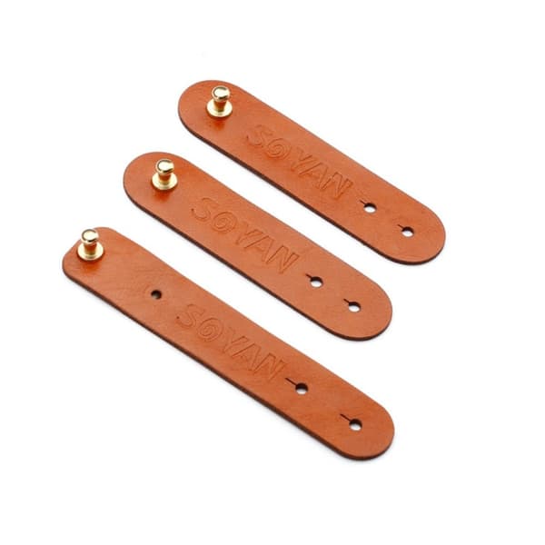 SOYAN 3-PACK Kabelhållare I PU-Läder Brun size 7