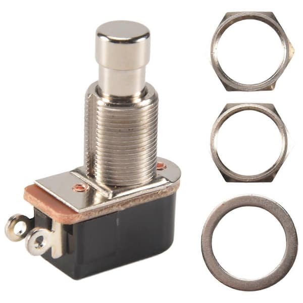 Gitarpedal 2-pin SPST Momentan Effekt Trykknapp Fotbryter Silver  Black