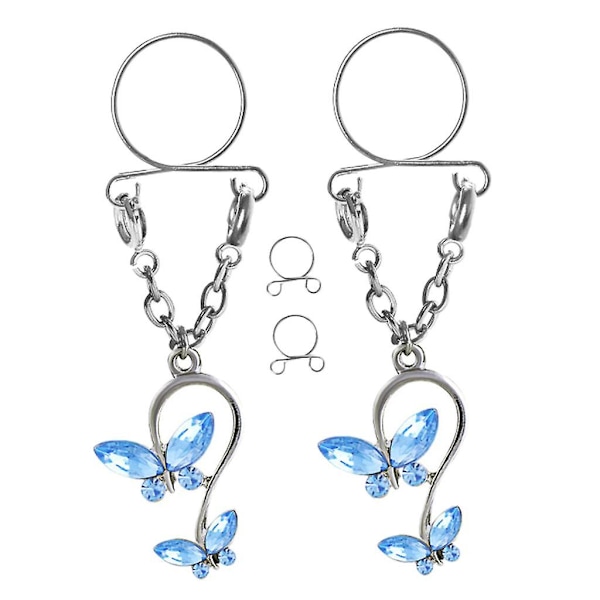 8xbutterfly Nippelring Justerbar Nippelklämmor Kroppssmycken Ljusblå