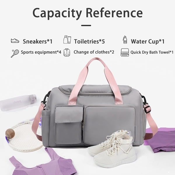 IC Sports Travel Sportsbag med stor kapasitet Gymbag for kvinner, Weekendbag Flyveske, med våt bag, for svømming, treningsstudio, sport, reiser