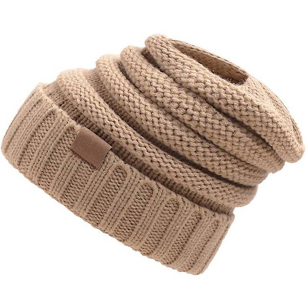 Dame Jenter Strikket Lue Damer Stretch Lue Varme Luer Vinter Varmer Khaki
