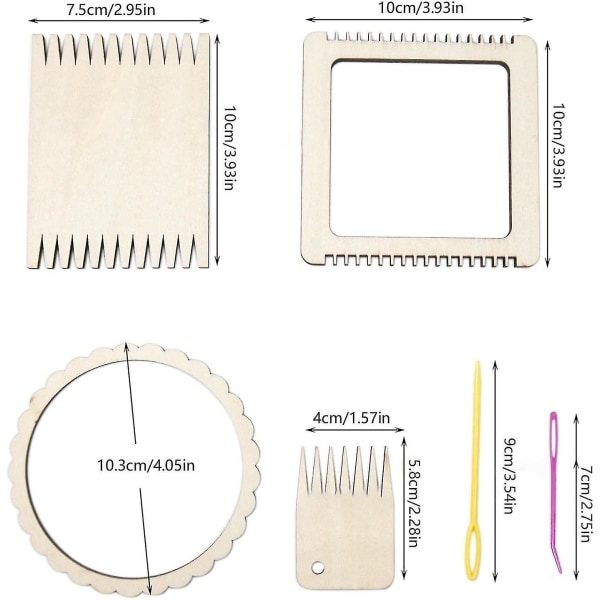 Trevevev i tre, Mini Maker Diy Håndstrikkemaskin, Teppevev i tre for veggtepper, skjerf, klær, hatter og mer