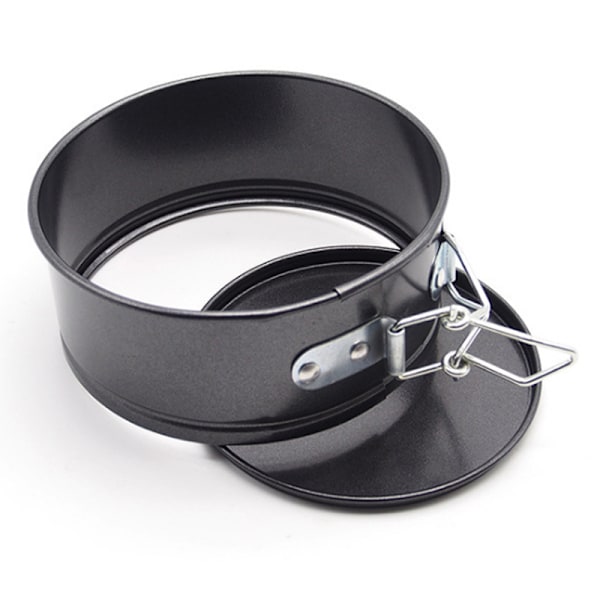 Tykk rund låsespænde non-stick kageplade pizzaplade flytbar spænde kulstofstål bageplade kageform sort black 3pcs