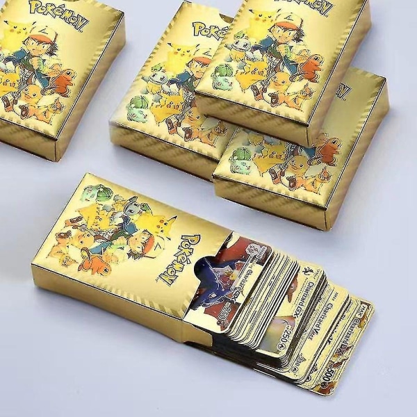 Pokmon-kort Gull- og Sølvfolie Flash-kort Spanske spillkort svart