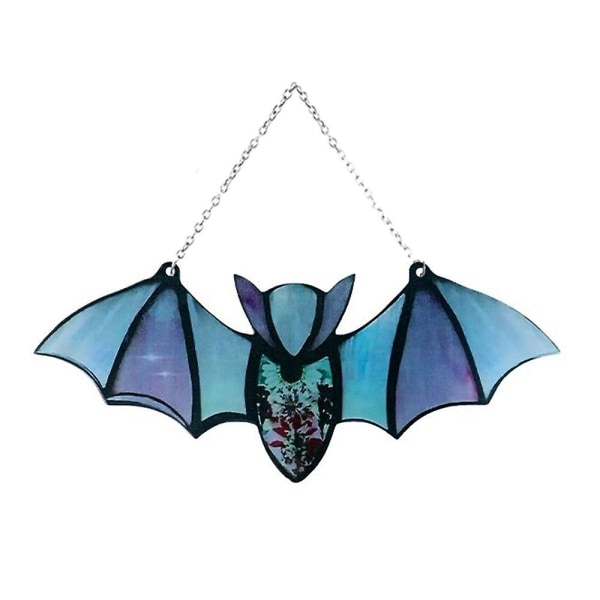 Halloween Party Bat Suncatcher Fönsterhängande väggkonstdekoration Färgglad fladdermus heminredning A