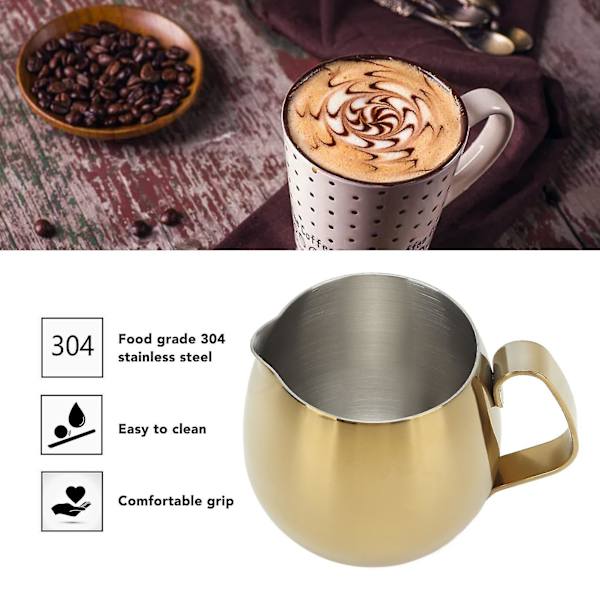 Kaffe mjölk kopp rostfritt stål mjölkskummare kanna cappuccino latte art mjölkkanna kopp guld[HY]