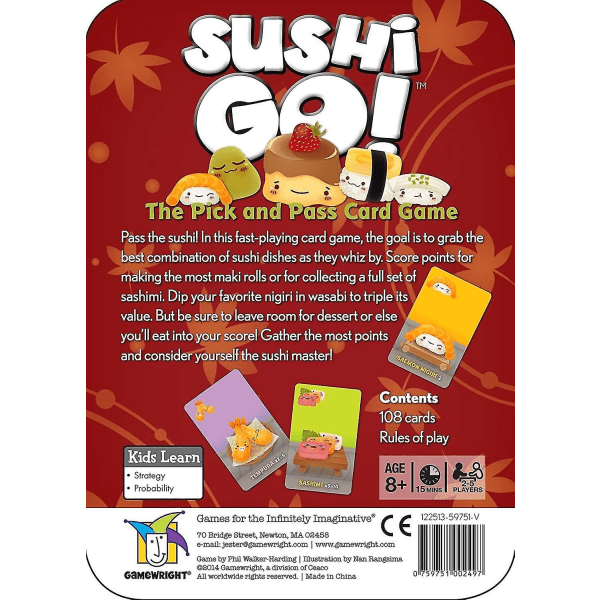 Pelintekijä | Sushi Go -peli | Korttipeli | Ikärajat 8+ | 2-5 pelaajaa | 15 minuuttia soittoaikaa