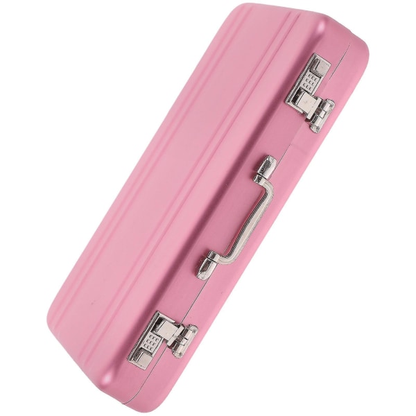 Mini koffert Metallkortveske Indekskortbeholder Flash Card Organizer Business Holderveske Pink 9.9X6.5X1.5CM