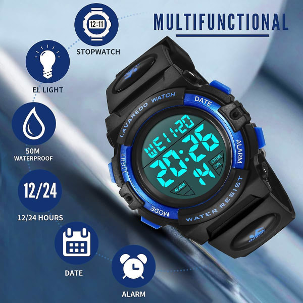 Kids Watch,boys Watch For 6-15 Year Old Boys,digital Sport Outdoor Multifunctional Chronograph Led