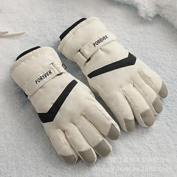 Vinterns nya söta damfleecefodrade skidvantar varma ridhandskar koreansk mode White