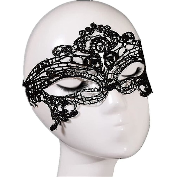 Lyxig sexig spetsögonmask balmaskerad maskeradboll mask för kostymfest cosplay (svart-3