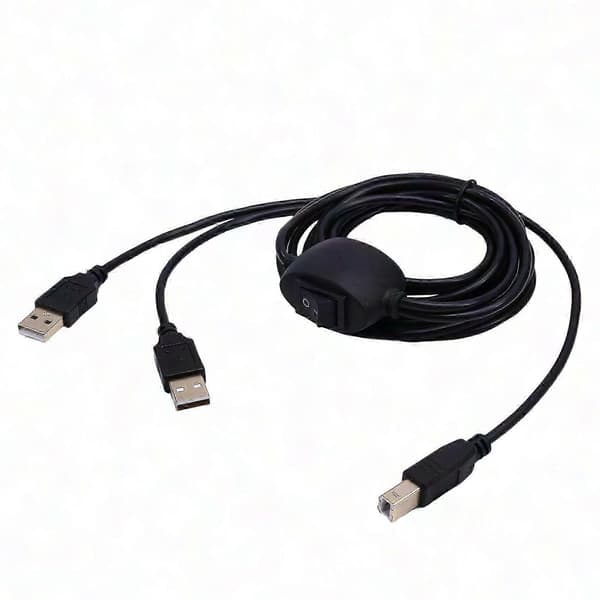 USB A til B hann-til-hann skriverkabel, 2-i-1 dobbel datamaskin skriver splitter tilkoblingsløsning Black A