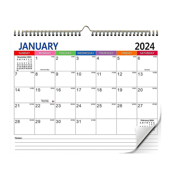 Kalender 2024-2025 Vægkalender, januar 2024 - juni 2025 Kalender, 18 måneders feriekalender