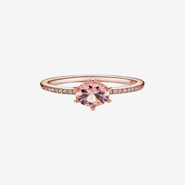 Pandora - Rosa Glittrande Krona Solitär Ring - 14k roséguldplätering Circumference: 54mm