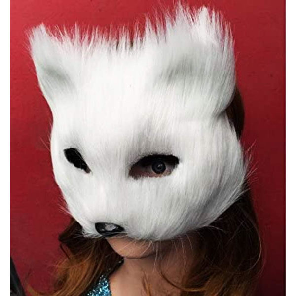 Maske Furry Fox Halvt ansiktsslør Fancy Dress Øyemaske Fox Kostymetilbehør Halloween Carnival Cosplay Party Mask Makeup Rekvisitt for voksen