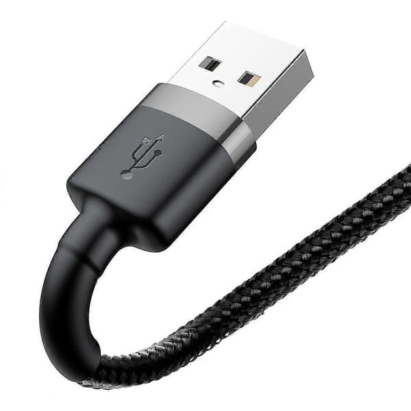 Kestävä nyloninen USB-kaapeli Iphone Lightning QC3.0 2A 3M Musta ja Harmaa