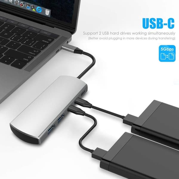 5-i-1 Typ-C-hubadapter med USB-C PD