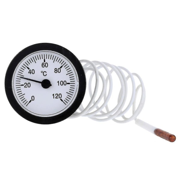 52 mm:n kellomittarin kapillaarilämpömittari 1,15 metrin anturilla 0-120 astetta celsiusastetta mittaamiseen