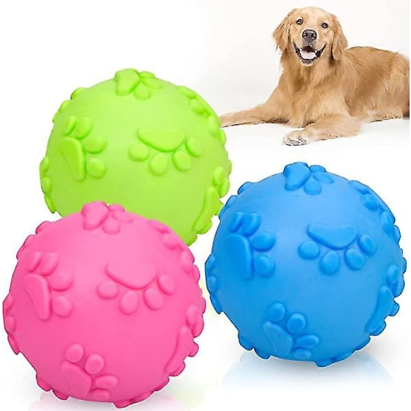 Koiran lelupallot kumia, koiran vinkuva pallo pienille keskikokoisille koirille 3 kpl satunnainen väri