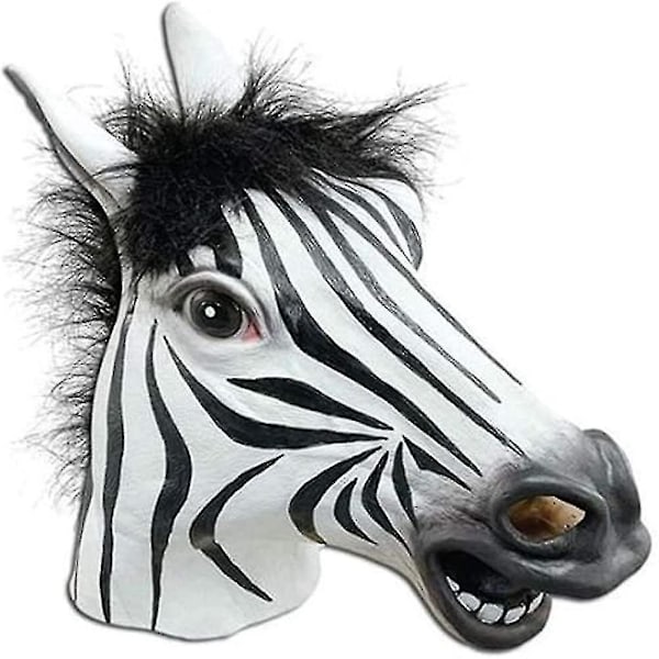 Full Head Zebra Mask Latex Animal Creepy Halloween Cosplay Party Costume , Rubber Masks